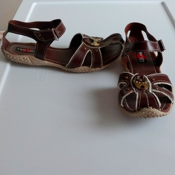 Two lips florid open flat sandals brown sz 11 - Picture 2 of 5